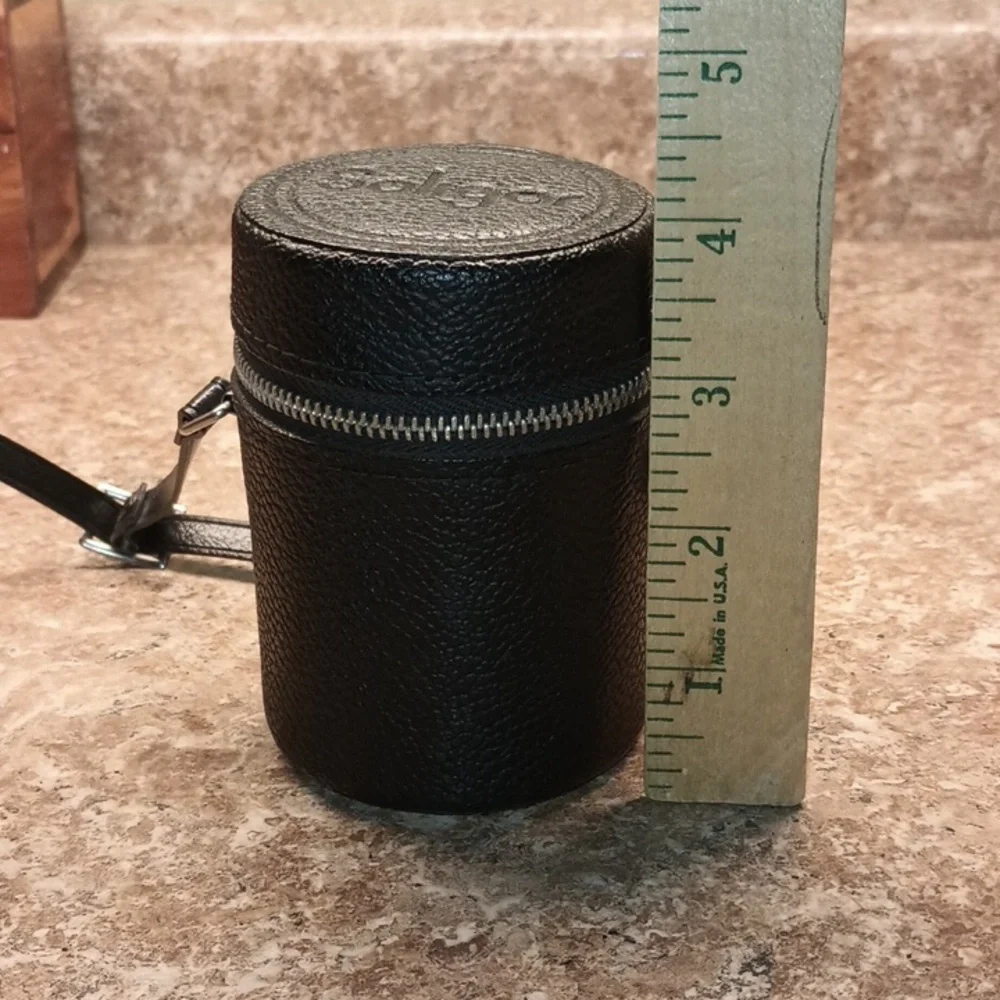 Soligor Vintage Ribbed Leather Camera Zip Lens Carry Case Japan
